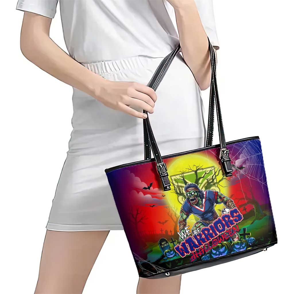 We Are Warriors Halloween Leather Tote Bag Pumpkin Scary Spooky Season - Aussie Hoodie