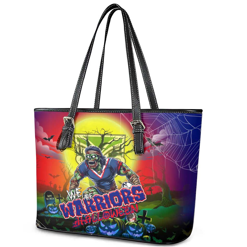 We Are Warriors Halloween Leather Tote Bag Pumpkin Scary Spooky Season - Aussie Hoodie
