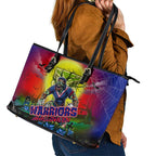 We Are Warriors Halloween Leather Tote Bag Pumpkin Scary Spooky Season - Aussie Hoodie