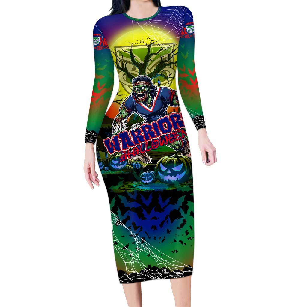 We Are Warriors Halloween Long Sleeve Bodycon Dress Pumpkin Scary Spooky Season - Aussie Hoodie