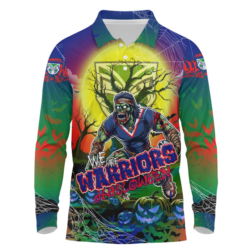 We Are Warriors Halloween Long Sleeve Polo Shirt Pumpkin Scary Spooky Season - Aussie Hoodie