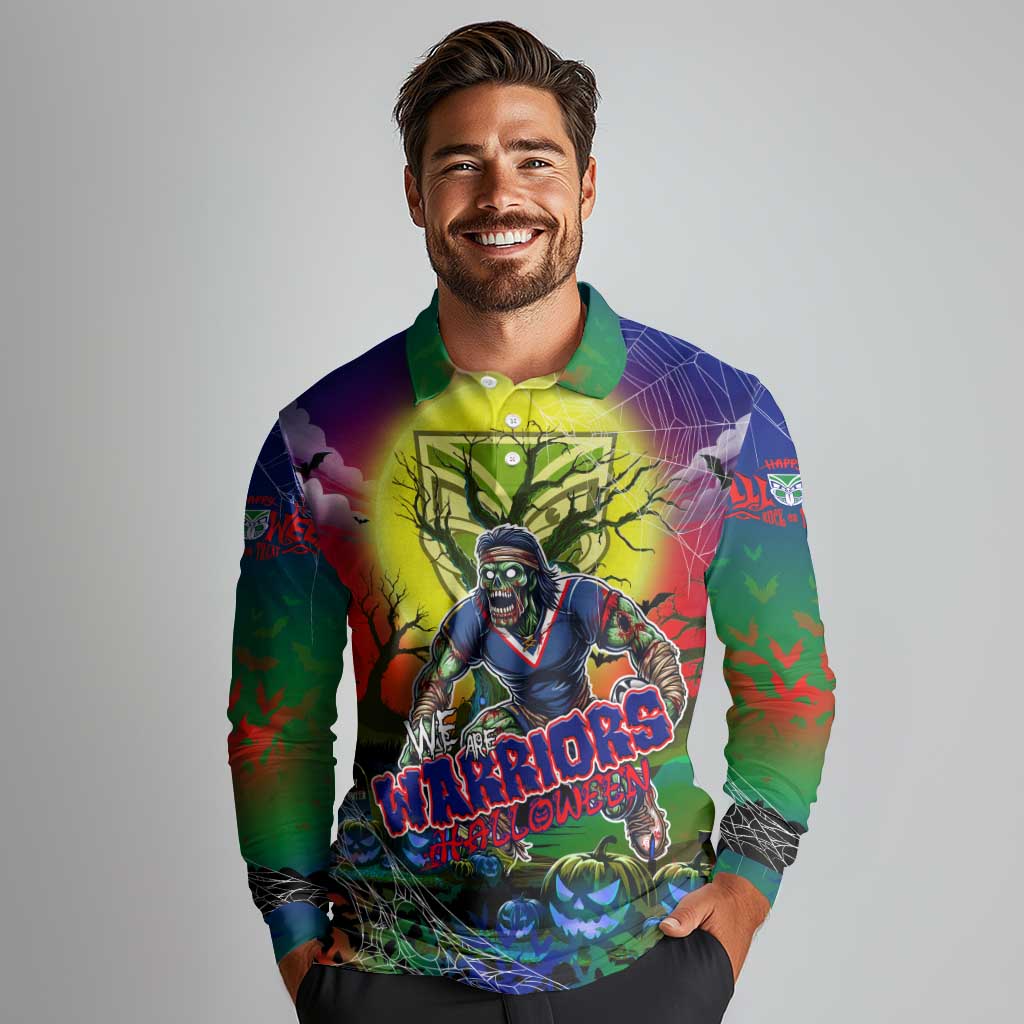 We Are Warriors Halloween Long Sleeve Polo Shirt Pumpkin Scary Spooky Season - Aussie Hoodie