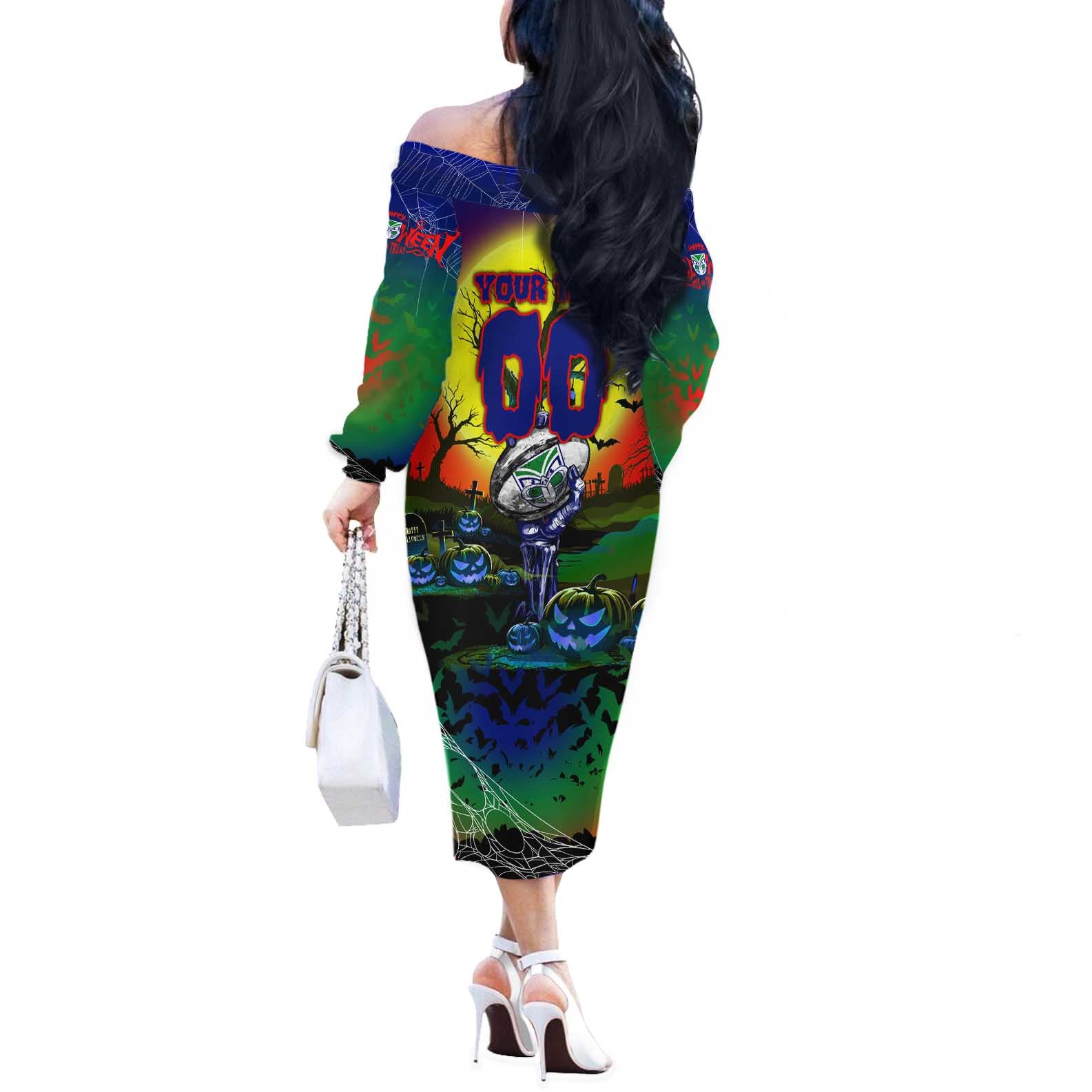 We Are Warriors Halloween Off The Shoulder Long Sleeve Dress Pumpkin Scary Spooky Season - Aussie Hoodie