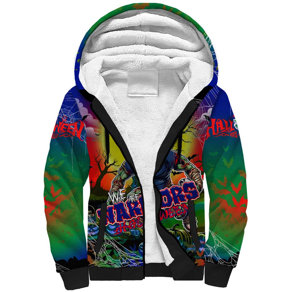 We Are Warriors Halloween Sherpa Hoodie Pumpkin Scary Spooky Season - Aussie Hoodie