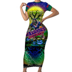 We Are Warriors Halloween Short Sleeve Bodycon Dress Pumpkin Scary Spooky Season - Aussie Hoodie