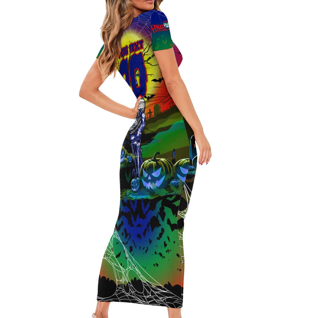 We Are Warriors Halloween Short Sleeve Bodycon Dress Pumpkin Scary Spooky Season - Aussie Hoodie