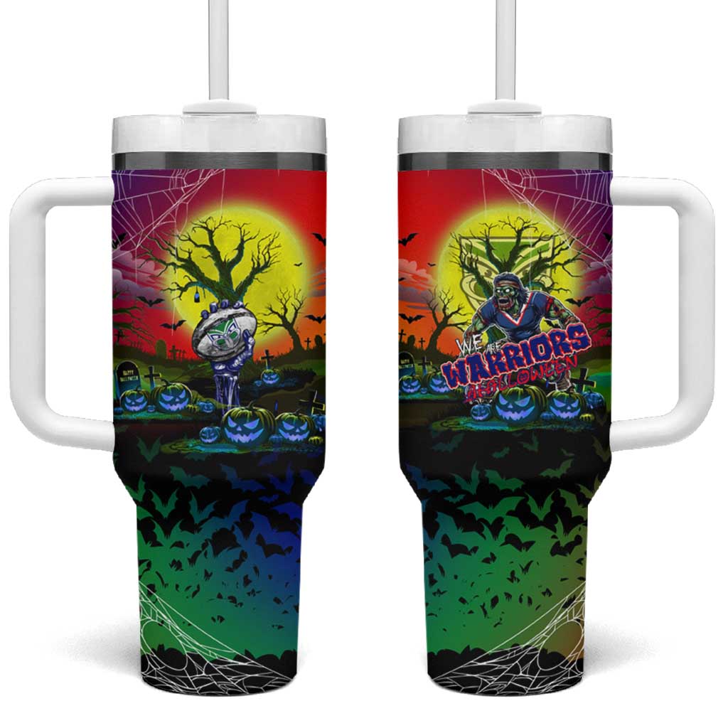 We Are Warriors Halloween Tumbler With Handle Pumpkin Scary Spooky Season - Aussie Hoodie