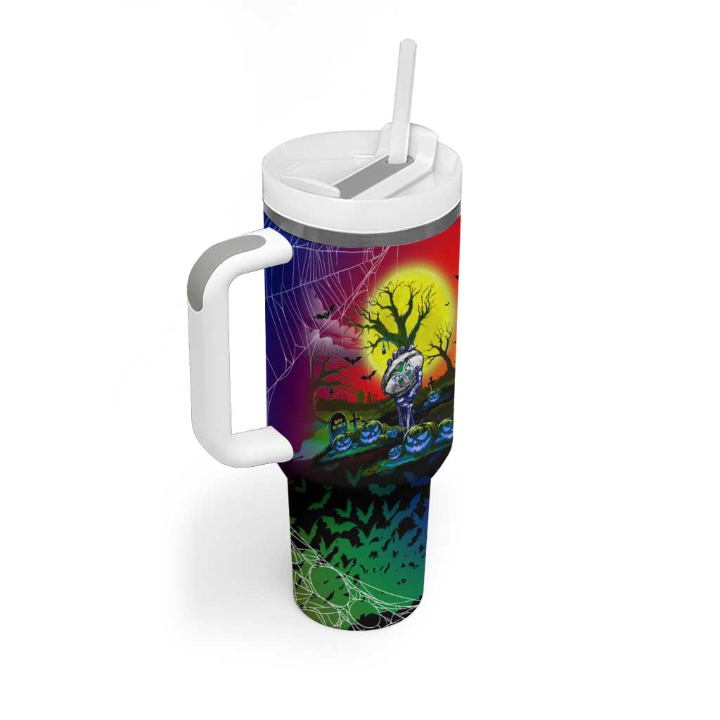 We Are Warriors Halloween Tumbler With Handle Pumpkin Scary Spooky Season - Aussie Hoodie