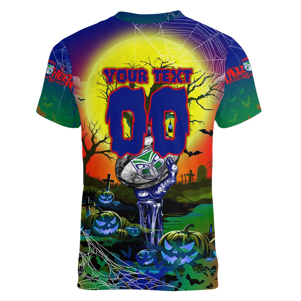We Are Warriors Halloween Women V-Neck T-Shirt Pumpkin Scary Spooky Season - Aussie Hoodie