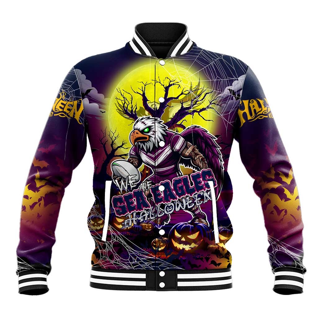 We Are Sea Eagles Halloween Baseball Jacket Pumpkin Scary Spooky Season - Aussie Hoodie