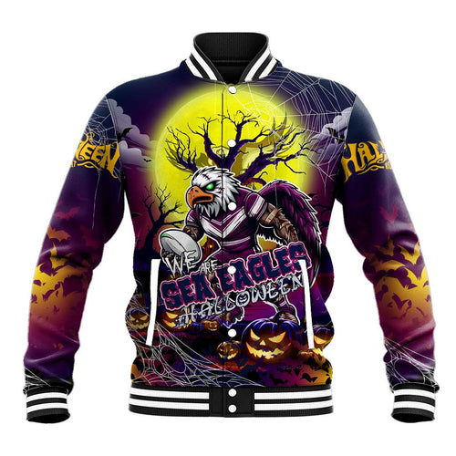 We Are Sea Eagles Halloween Baseball Jacket Pumpkin Scary Spooky Season - Aussie Hoodie