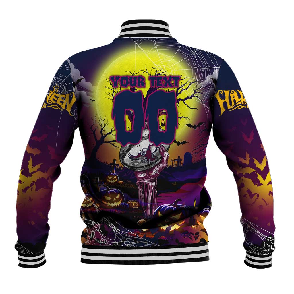 We Are Sea Eagles Halloween Baseball Jacket Pumpkin Scary Spooky Season - Aussie Hoodie