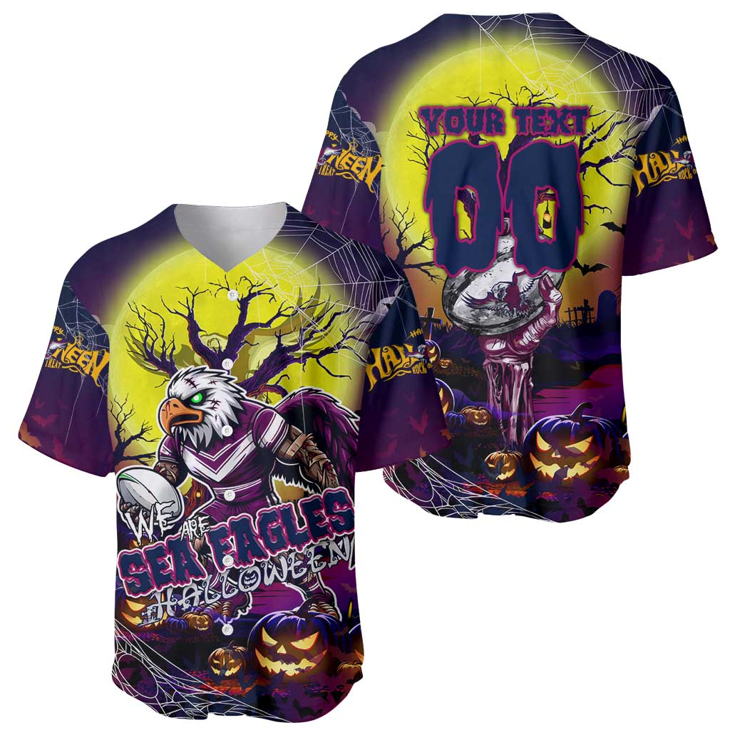 We Are Sea Eagles Halloween Baseball Jersey Pumpkin Scary Spooky Season - Aussie Hoodie