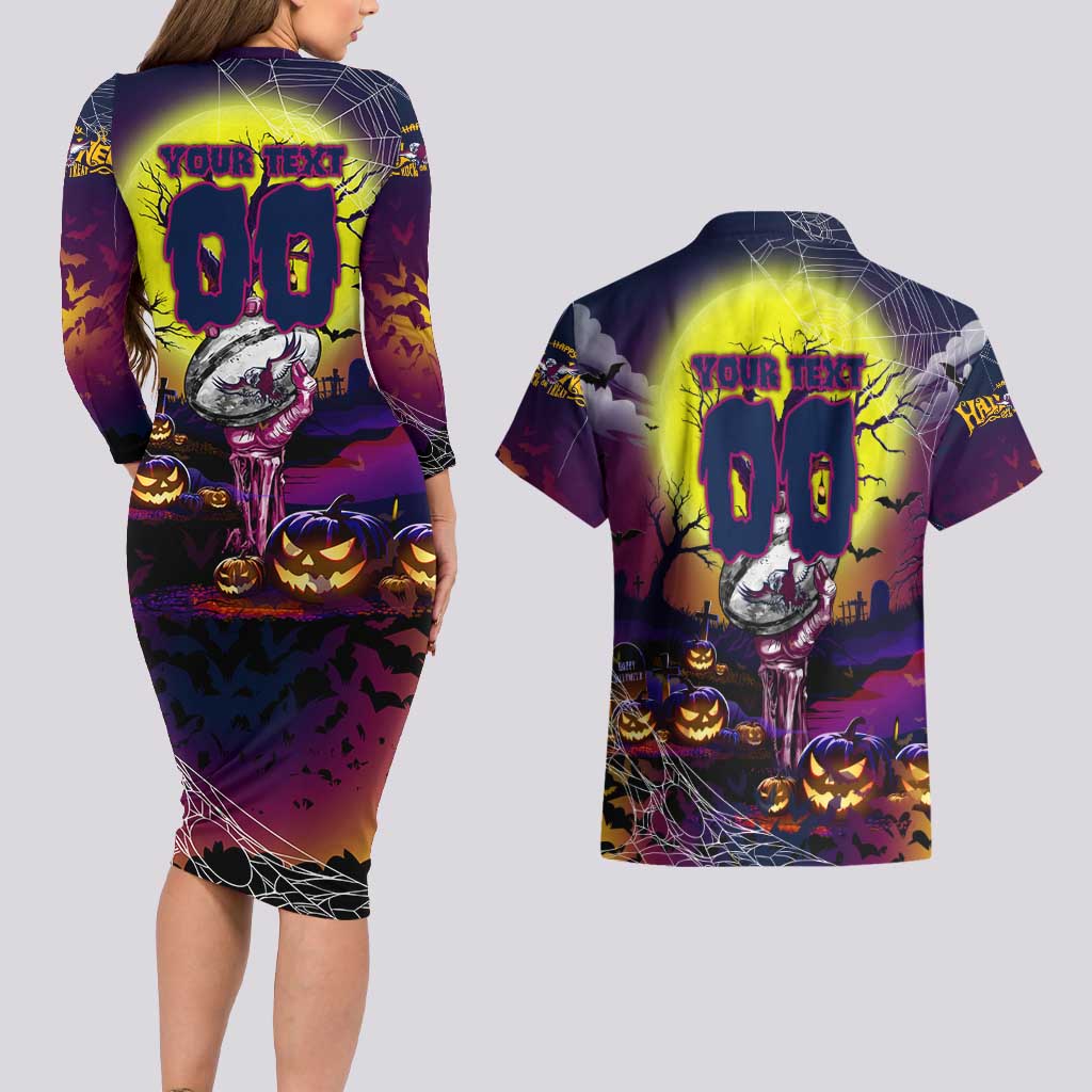 We Are Sea Eagles Halloween Couples Matching Long Sleeve Bodycon Dress and Hawaiian Shirt Pumpkin Scary Spooky Season - Aussie Hoodie