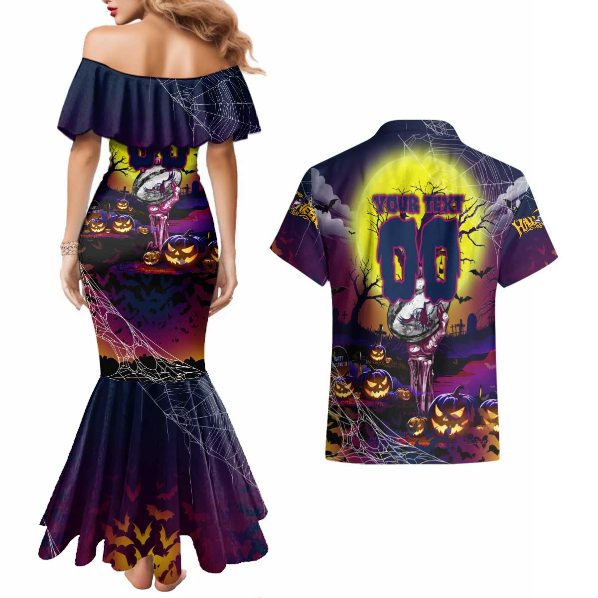 We Are Sea Eagles Halloween Couples Matching Mermaid Dress and Hawaiian Shirt Pumpkin Scary Spooky Season - Aussie Hoodie