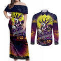 We Are Sea Eagles Halloween Couples Matching Off Shoulder Maxi Dress and Long Sleeve Button Shirt Pumpkin Scary Spooky Season - Aussie Hoodie