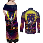 We Are Sea Eagles Halloween Couples Matching Off Shoulder Maxi Dress and Long Sleeve Button Shirt Pumpkin Scary Spooky Season - Aussie Hoodie