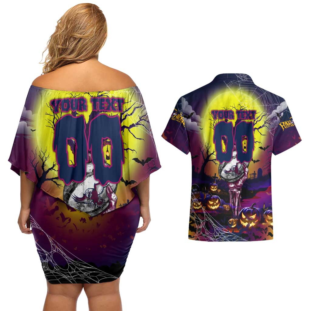 We Are Sea Eagles Halloween Couples Matching Off Shoulder Short Dress and Hawaiian Shirt Pumpkin Scary Spooky Season - Aussie Hoodie
