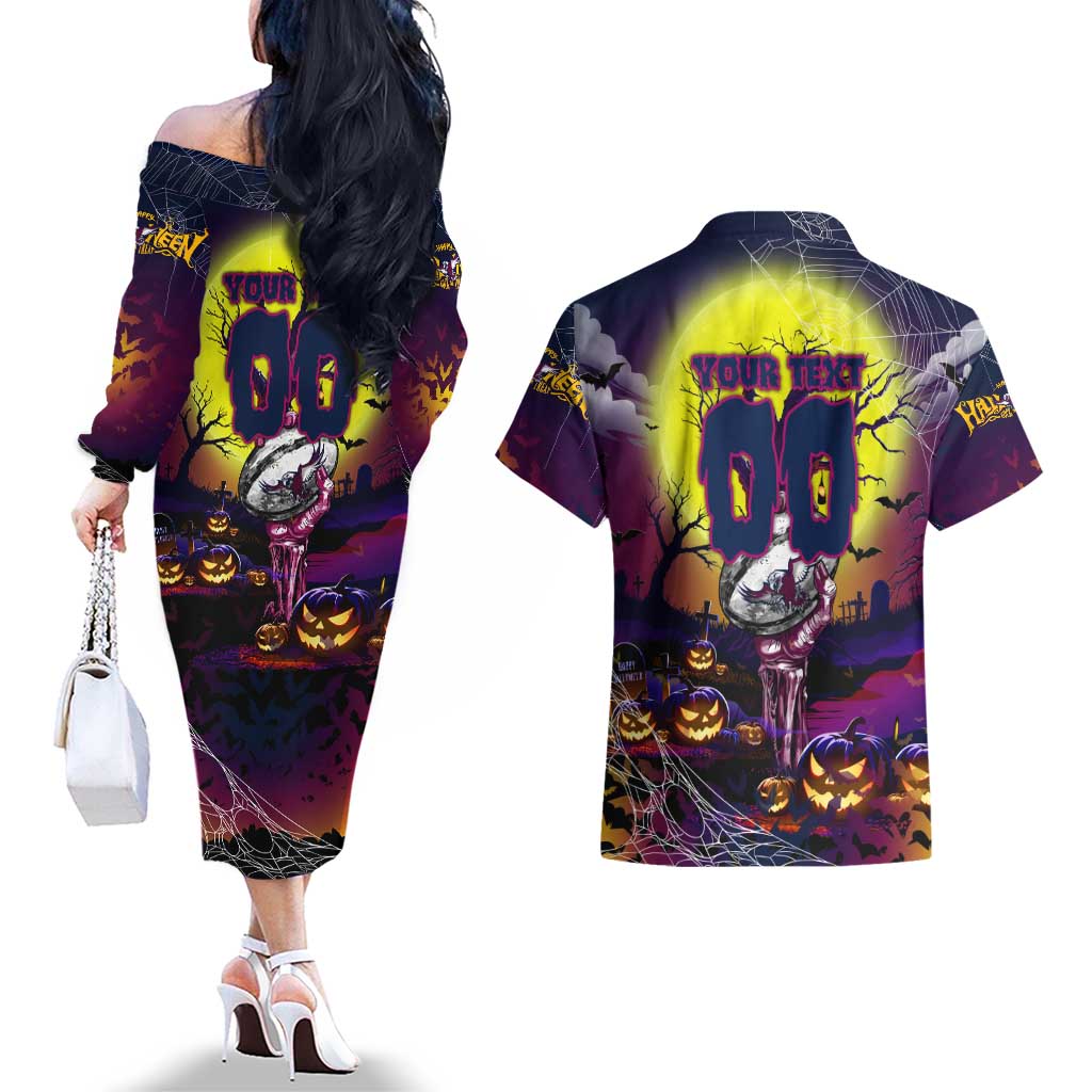 We Are Sea Eagles Halloween Couples Matching Off The Shoulder Long Sleeve Dress and Hawaiian Shirt Pumpkin Scary Spooky Season - Aussie Hoodie