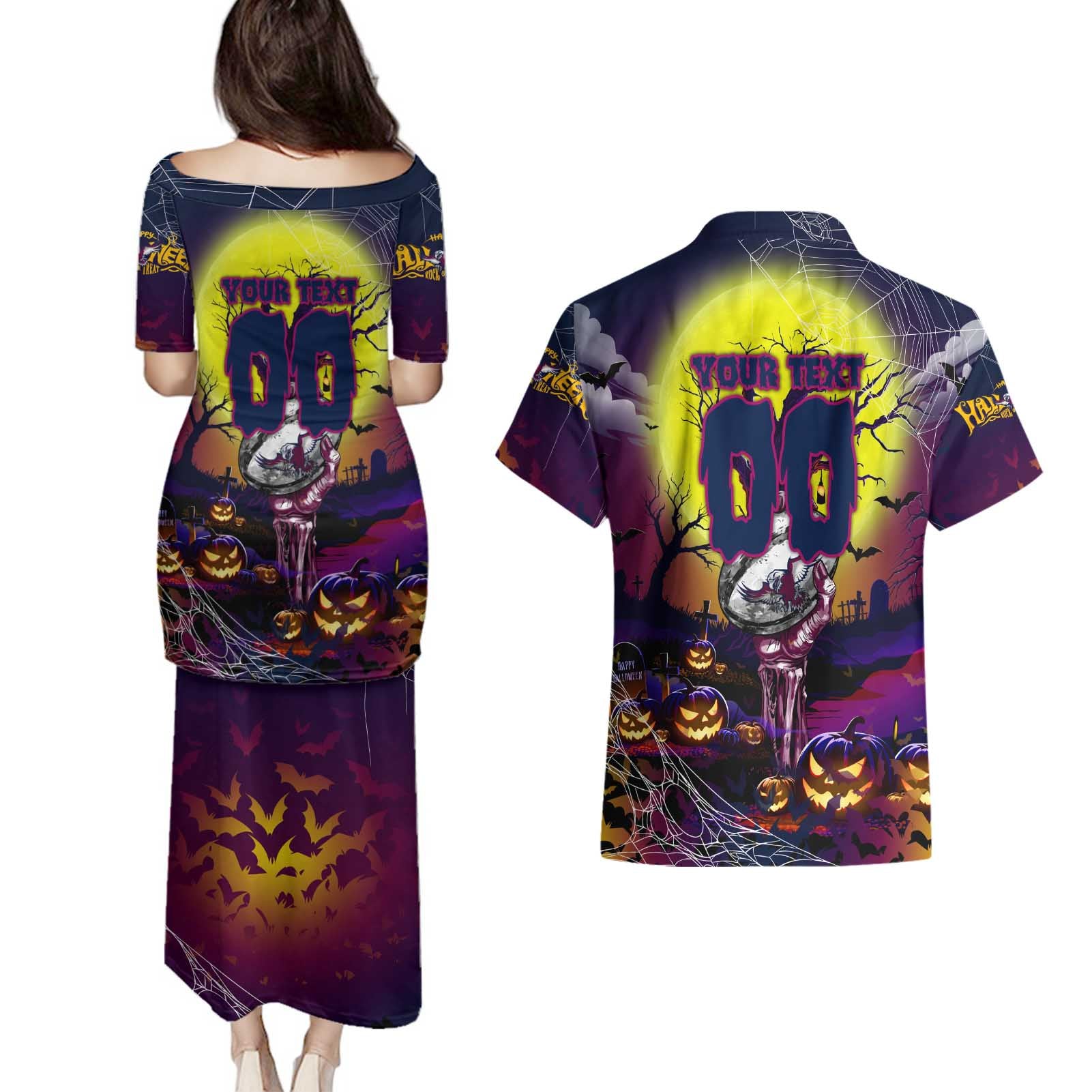 We Are Sea Eagles Halloween Couples Matching Puletasi and Hawaiian Shirt Pumpkin Scary Spooky Season - Aussie Hoodie