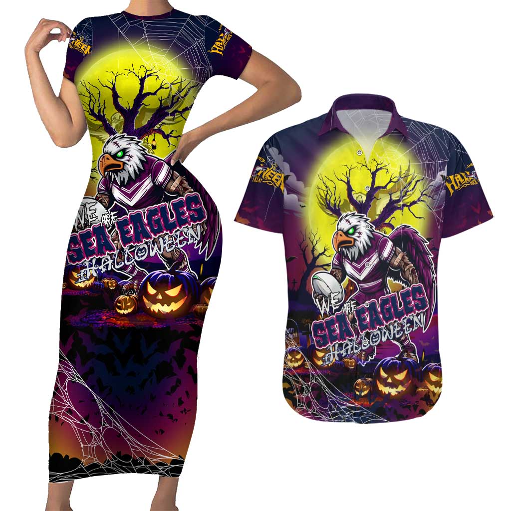 We Are Sea Eagles Halloween Couples Matching Short Sleeve Bodycon Dress and Hawaiian Shirt Pumpkin Scary Spooky Season - Aussie Hoodie