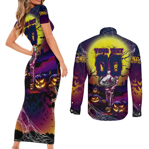 We Are Sea Eagles Halloween Couples Matching Short Sleeve Bodycon Dress and Long Sleeve Button Shirt Pumpkin Scary Spooky Season - Aussie Hoodie