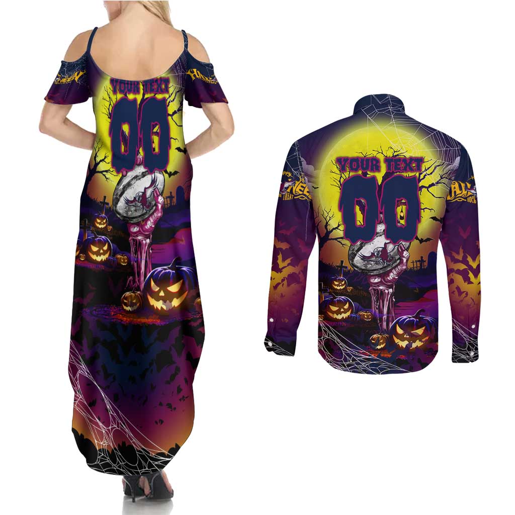 We Are Sea Eagles Halloween Couples Matching Summer Maxi Dress and Long Sleeve Button Shirt Pumpkin Scary Spooky Season - Aussie Hoodie