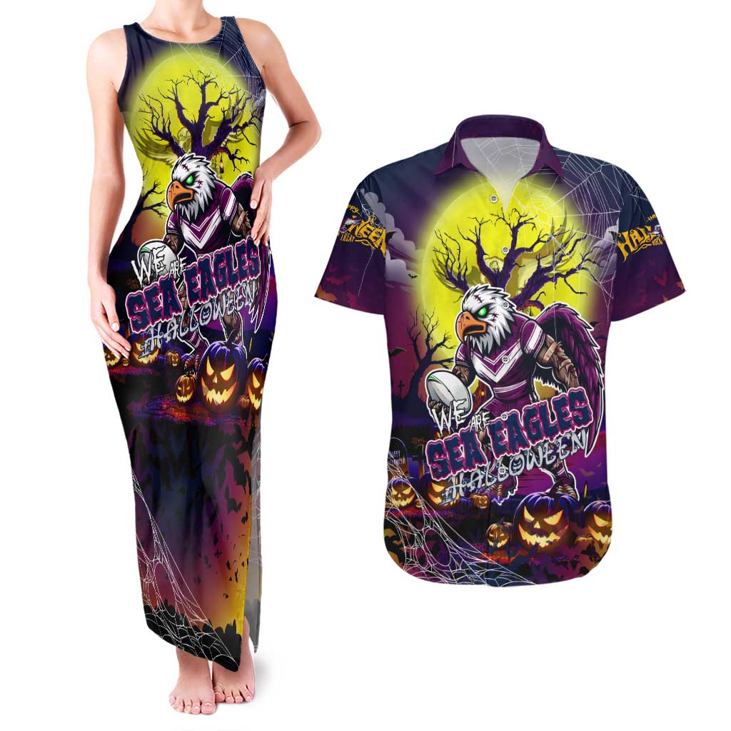 We Are Sea Eagles Halloween Couples Matching Tank Maxi Dress and Hawaiian Shirt Pumpkin Scary Spooky Season - Aussie Hoodie