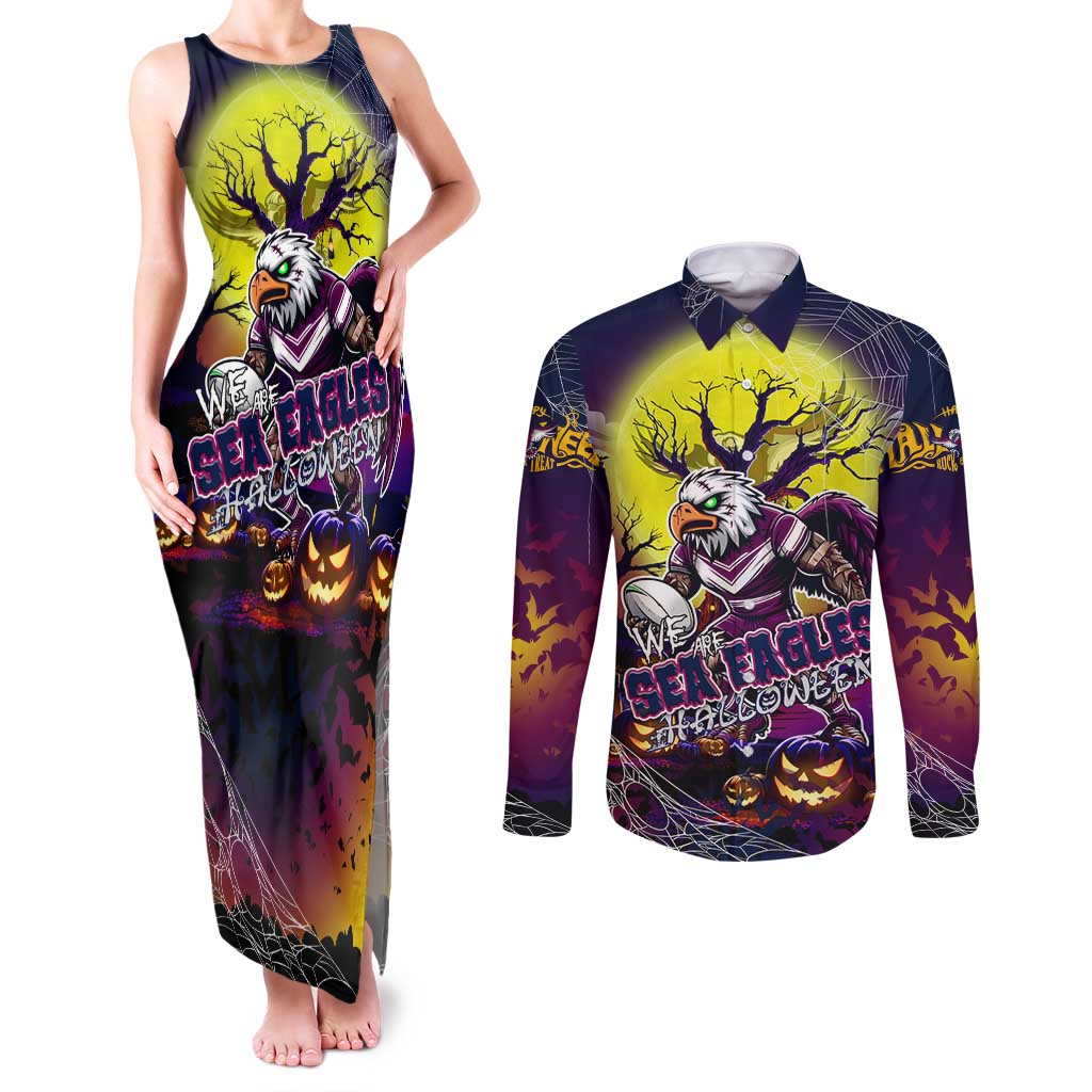 We Are Sea Eagles Halloween Couples Matching Tank Maxi Dress and Long Sleeve Button Shirt Pumpkin Scary Spooky Season - Aussie Hoodie