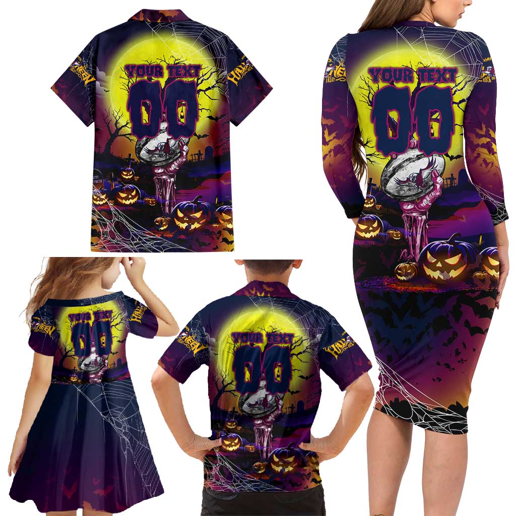 We Are Sea Eagles Halloween Family Matching Long Sleeve Bodycon Dress and Hawaiian Shirt Pumpkin Scary Spooky Season - Aussie Hoodie