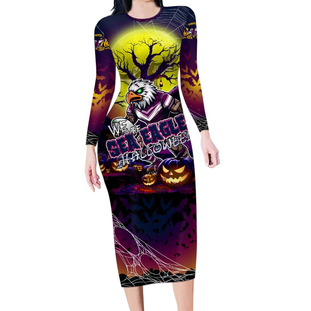 We Are Sea Eagles Halloween Family Matching Long Sleeve Bodycon Dress and Hawaiian Shirt Pumpkin Scary Spooky Season - Aussie Hoodie