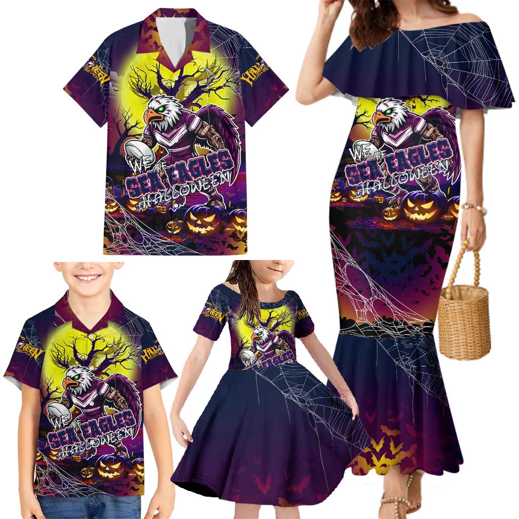 We Are Sea Eagles Halloween Family Matching Mermaid Dress and Hawaiian Shirt Pumpkin Scary Spooky Season - Aussie Hoodie