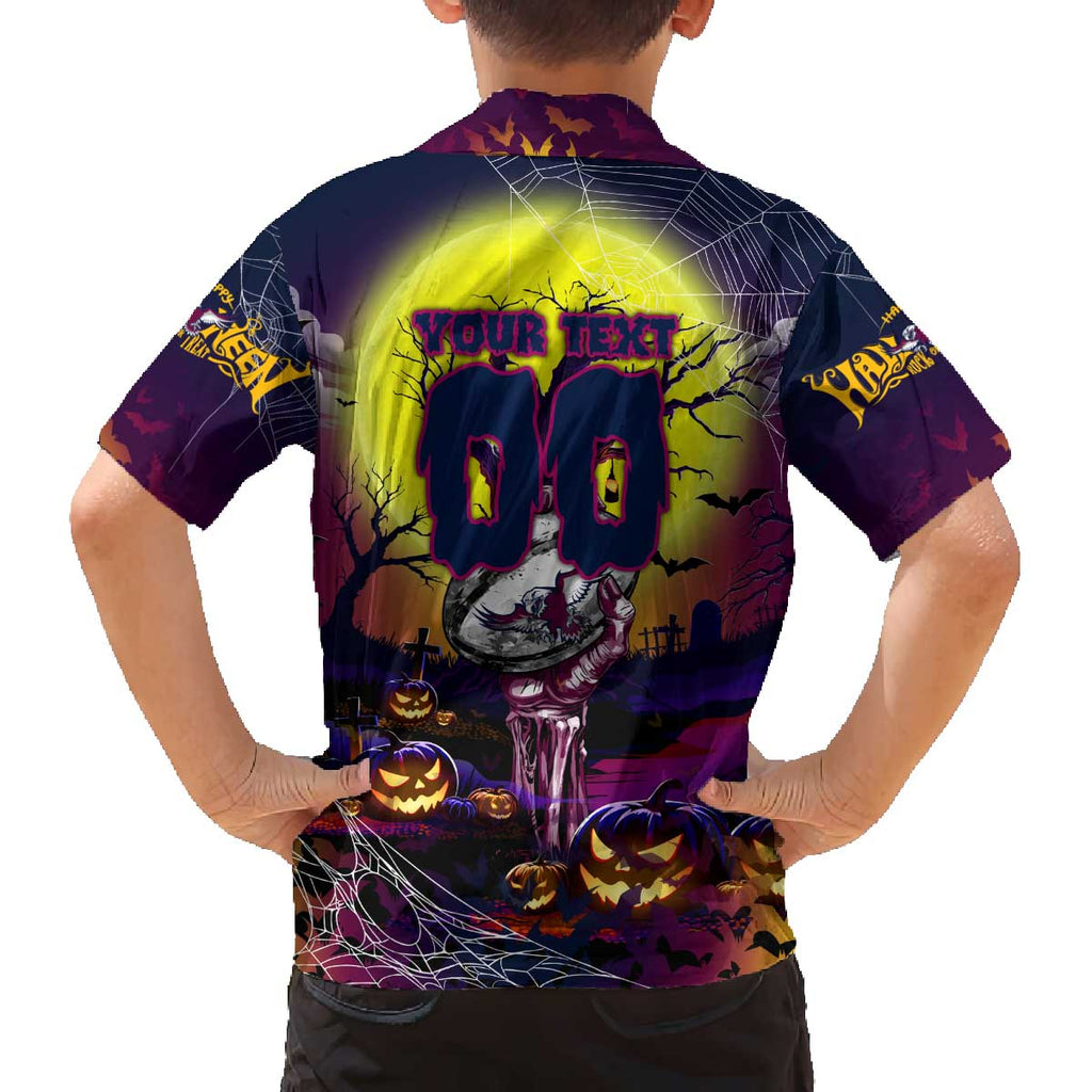 We Are Sea Eagles Halloween Family Matching Off The Shoulder Long Sleeve Dress and Hawaiian Shirt Pumpkin Scary Spooky Season - Aussie Hoodie