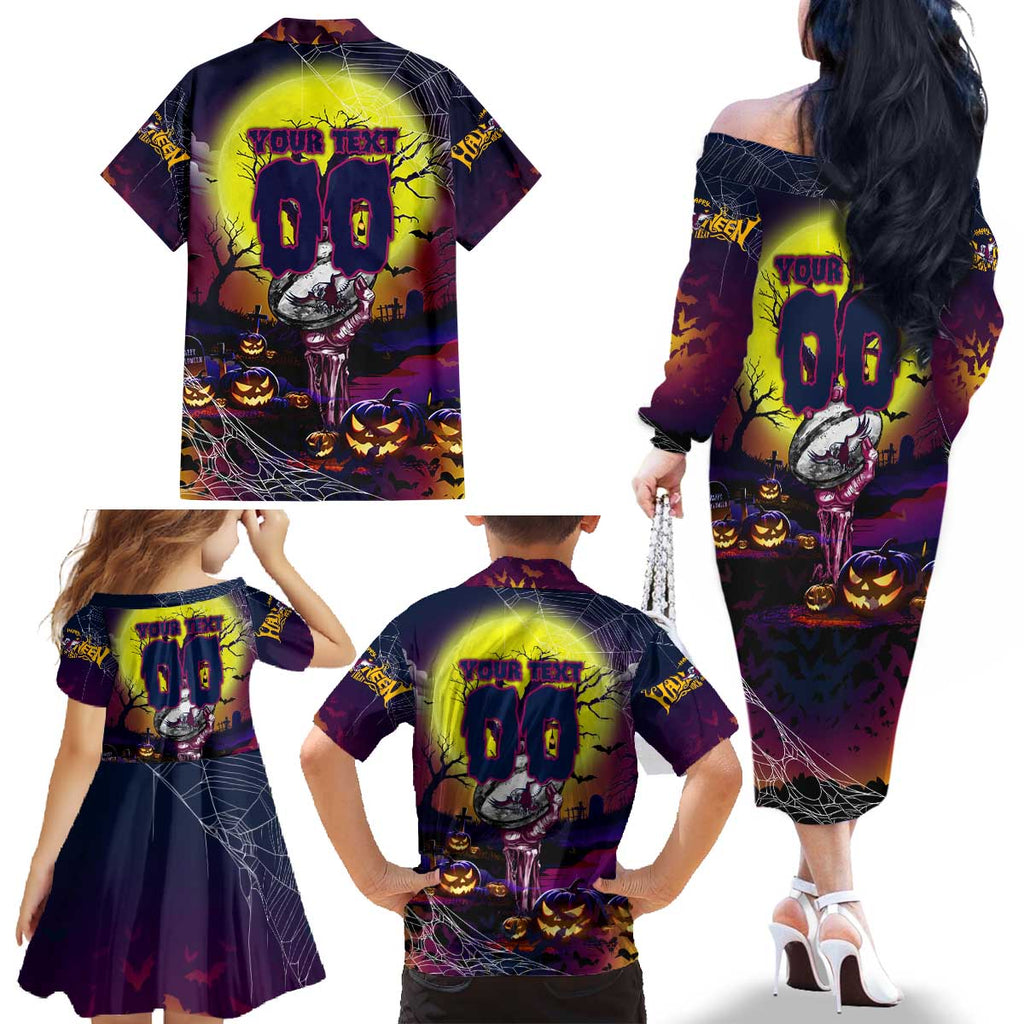 We Are Sea Eagles Halloween Family Matching Off The Shoulder Long Sleeve Dress and Hawaiian Shirt Pumpkin Scary Spooky Season - Aussie Hoodie