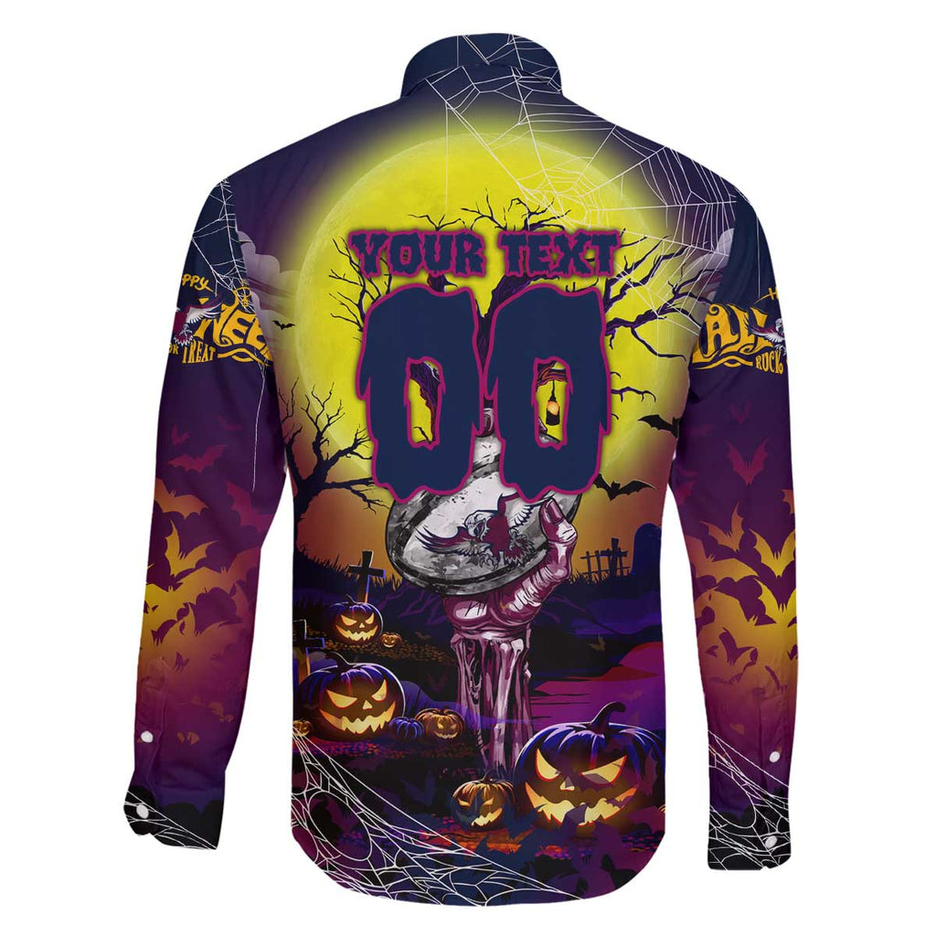 We Are Sea Eagles Halloween Family Matching Off The Shoulder Long Sleeve Dress and Hawaiian Shirt Pumpkin Scary Spooky Season - Aussie Hoodie