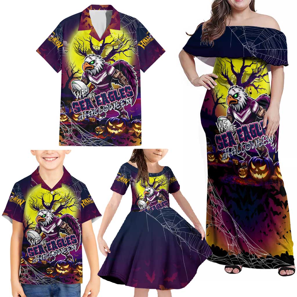 We Are Sea Eagles Halloween Family Matching Off Shoulder Maxi Dress and Hawaiian Shirt Pumpkin Scary Spooky Season - Aussie Hoodie