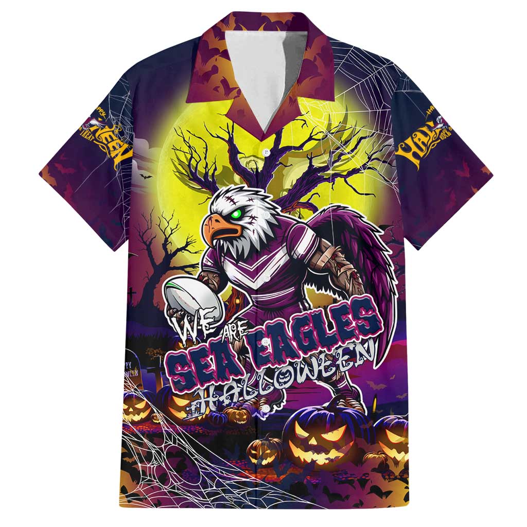 We Are Sea Eagles Halloween Family Matching Off Shoulder Maxi Dress and Hawaiian Shirt Pumpkin Scary Spooky Season - Aussie Hoodie