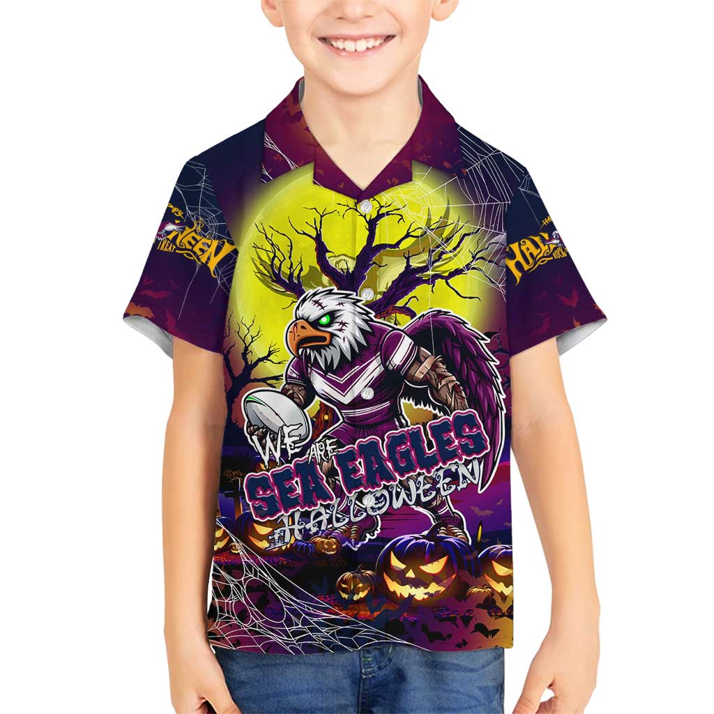 We Are Sea Eagles Halloween Family Matching Off Shoulder Maxi Dress and Hawaiian Shirt Pumpkin Scary Spooky Season - Aussie Hoodie