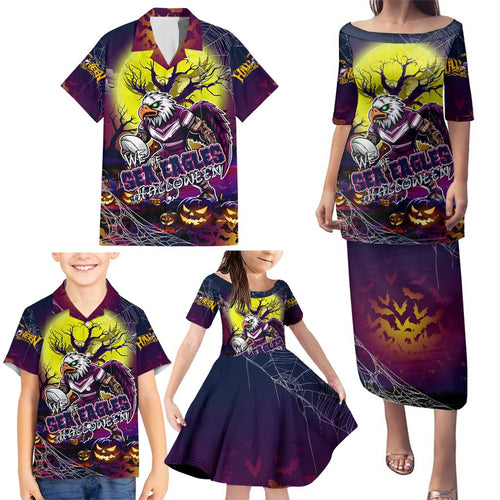 We Are Sea Eagles Halloween Family Matching Puletasi and Hawaiian Shirt Pumpkin Scary Spooky Season - Aussie Hoodie