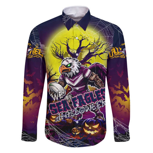We Are Sea Eagles Halloween Family Matching Short Sleeve Bodycon Dress and Hawaiian Shirt Pumpkin Scary Spooky Season - Aussie Hoodie