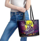 We Are Sea Eagles Halloween Leather Tote Bag Pumpkin Scary Spooky Season - Aussie Hoodie