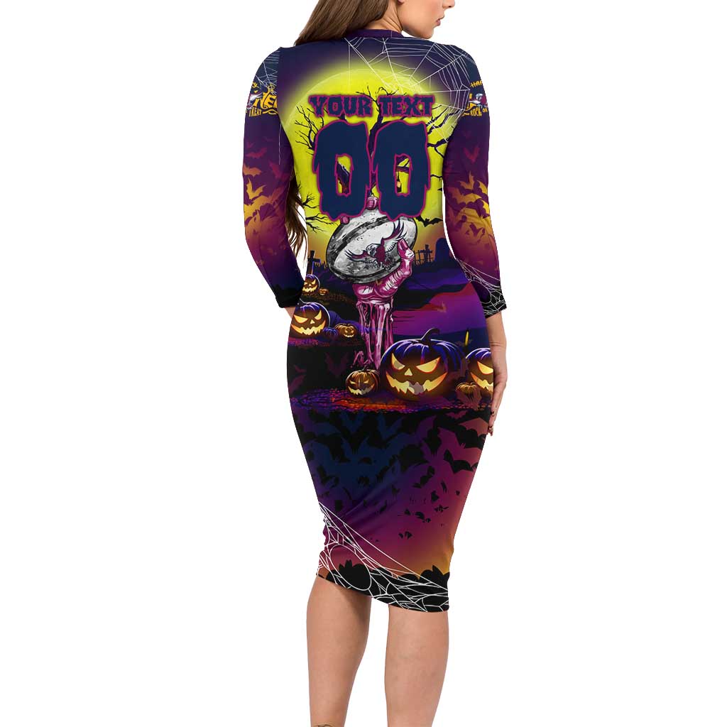 We Are Sea Eagles Halloween Long Sleeve Bodycon Dress Pumpkin Scary Spooky Season - Aussie Hoodie