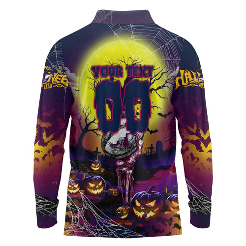 We Are Sea Eagles Halloween Long Sleeve Polo Shirt Pumpkin Scary Spooky Season - Aussie Hoodie