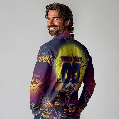We Are Sea Eagles Halloween Long Sleeve Polo Shirt Pumpkin Scary Spooky Season - Aussie Hoodie