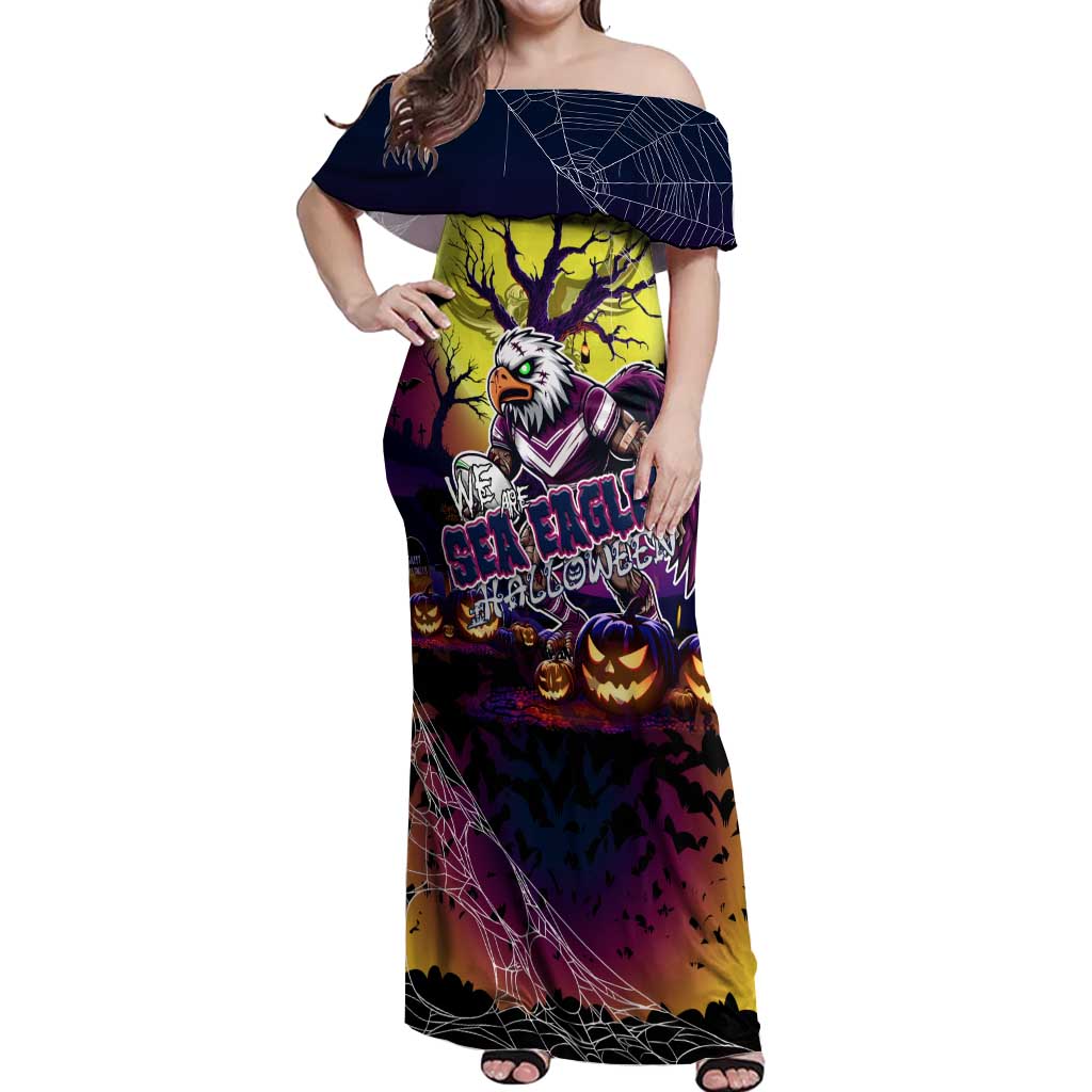 We Are Sea Eagles Halloween Off Shoulder Maxi Dress Pumpkin Scary Spooky Season - Aussie Hoodie