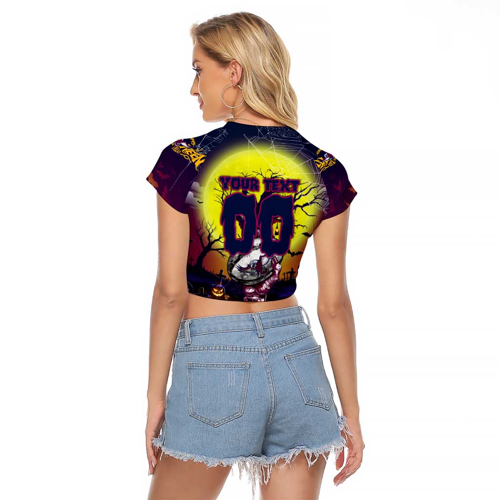 We Are Sea Eagles Halloween Raglan Cropped T Shirt Pumpkin Scary Spooky Season - Aussie Hoodie