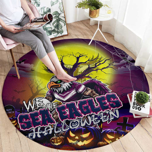 We Are Sea Eagles Halloween Round Carpet Pumpkin Scary Spooky Season - Aussie Hoodie