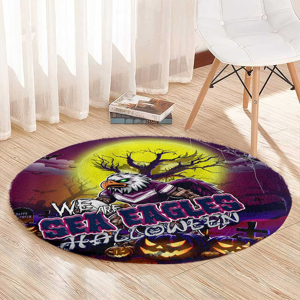 We Are Sea Eagles Halloween Round Carpet Pumpkin Scary Spooky Season - Aussie Hoodie