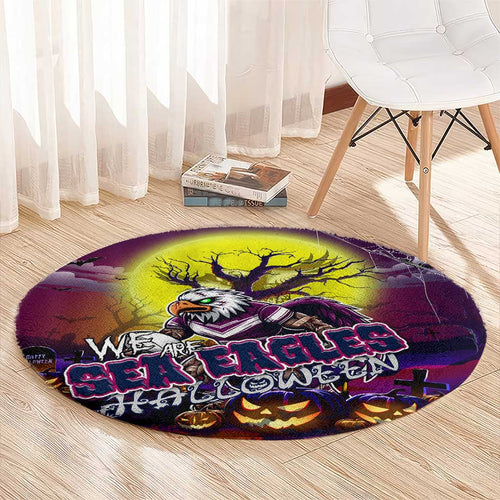 We Are Sea Eagles Halloween Round Carpet Pumpkin Scary Spooky Season - Aussie Hoodie