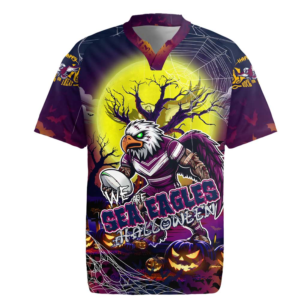 We Are Sea Eagles Halloween Rugby Jersey Pumpkin Scary Spooky Season - Aussie Hoodie